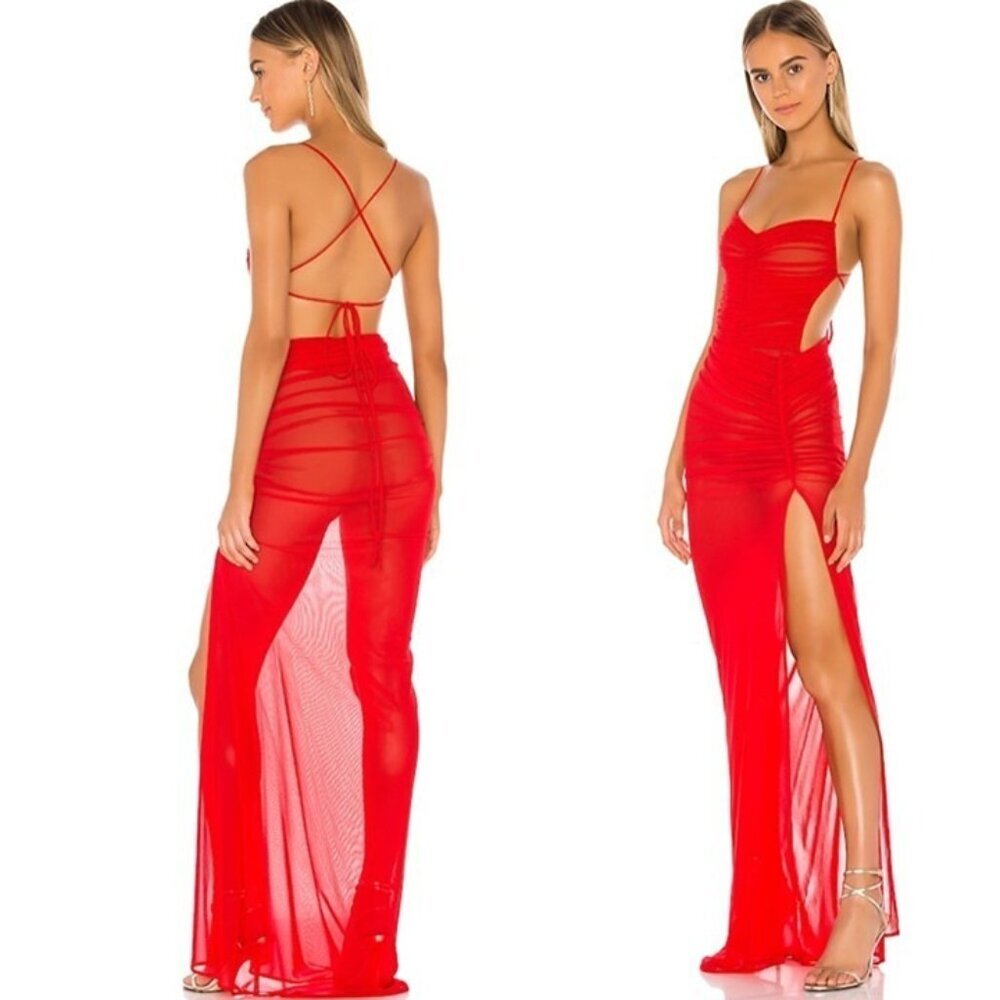Michael Costello xRevolve Follie Gown in Red - Picture 3 of 12